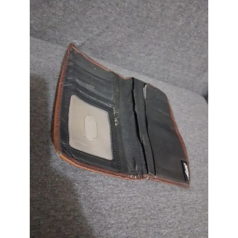 Hooey Mens Orange & Brown Long Bifold Leather Wallet Western Tooled Cowboy